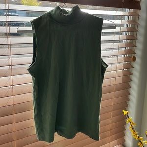 Super comfy, easy to dress up or down. Green, mock neck tank.